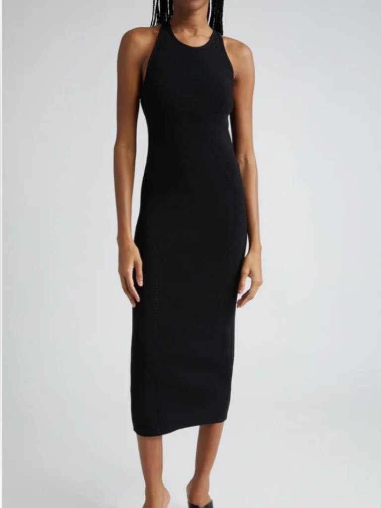 Alc Marc Dress | Black Ribbed Halter Midi Dress